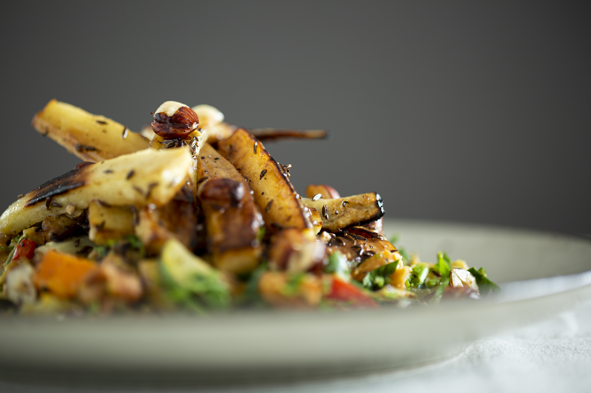 Parsnip salad plated catering Brisbane