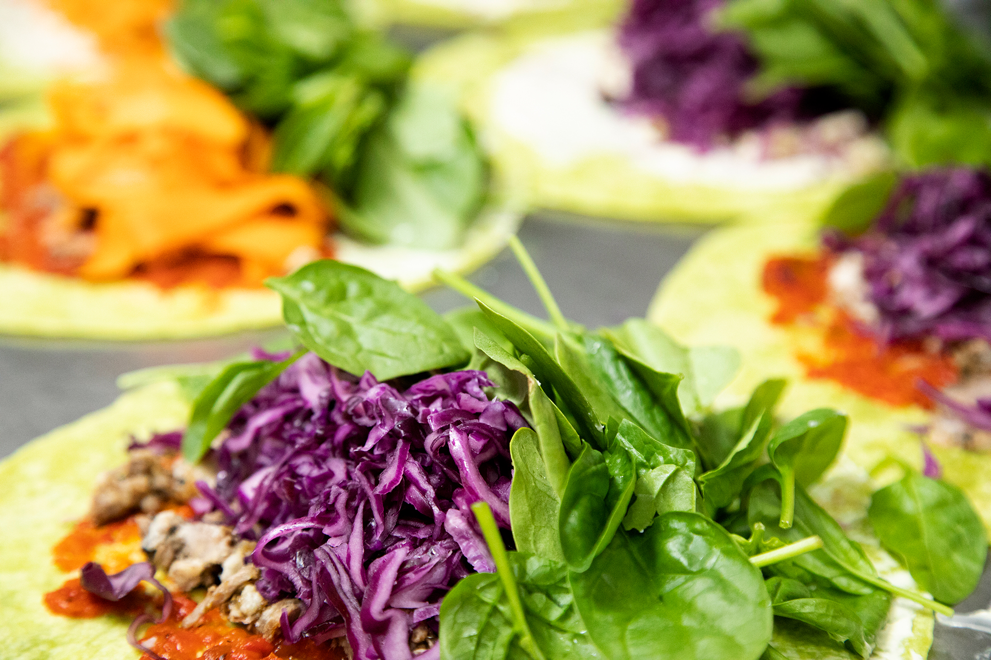 Fresh wraps being prepared at Dux Gutz kitchen Brisbane